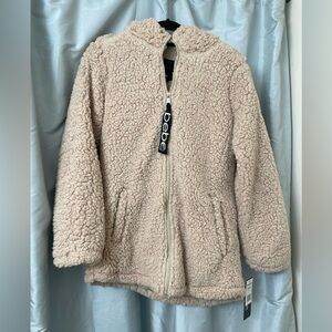 NWT BEBE Women’s Sherpa Jacket size Medium Tan Oatmeal Color